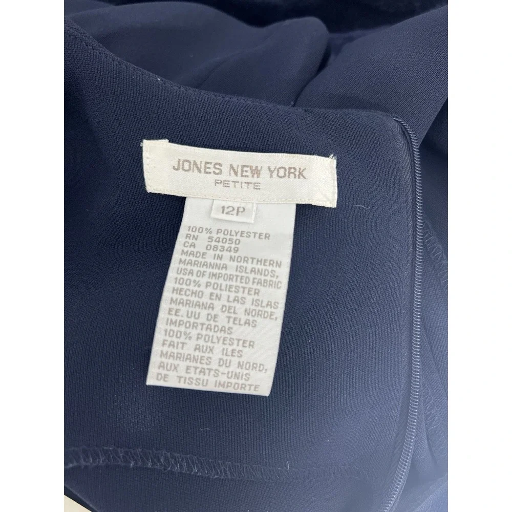 Jones New York Navy Sheath Dress Petite 12P Sleeveless Career Work Office NWT - Picture 10 of 10